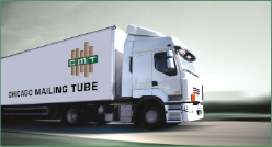 Chicago Mailing Tube semi-truck transporting tubes and cores