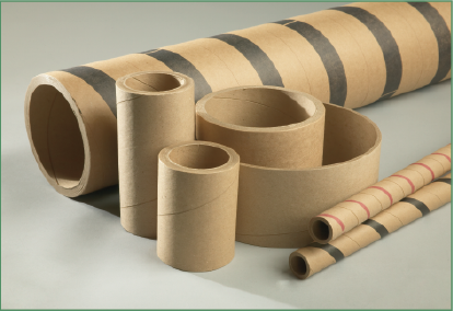Group of kraft cores with varying heights, circumferences and thicknesses